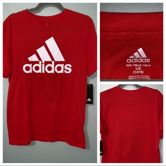 red and white adidas shirt